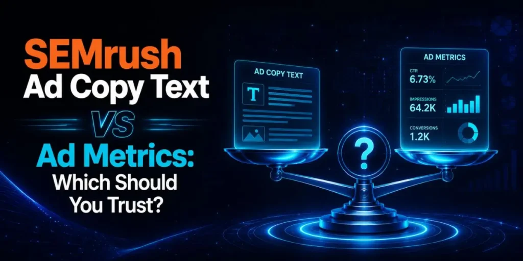 SEMrush Ad Copy Text VS Ad Metrics